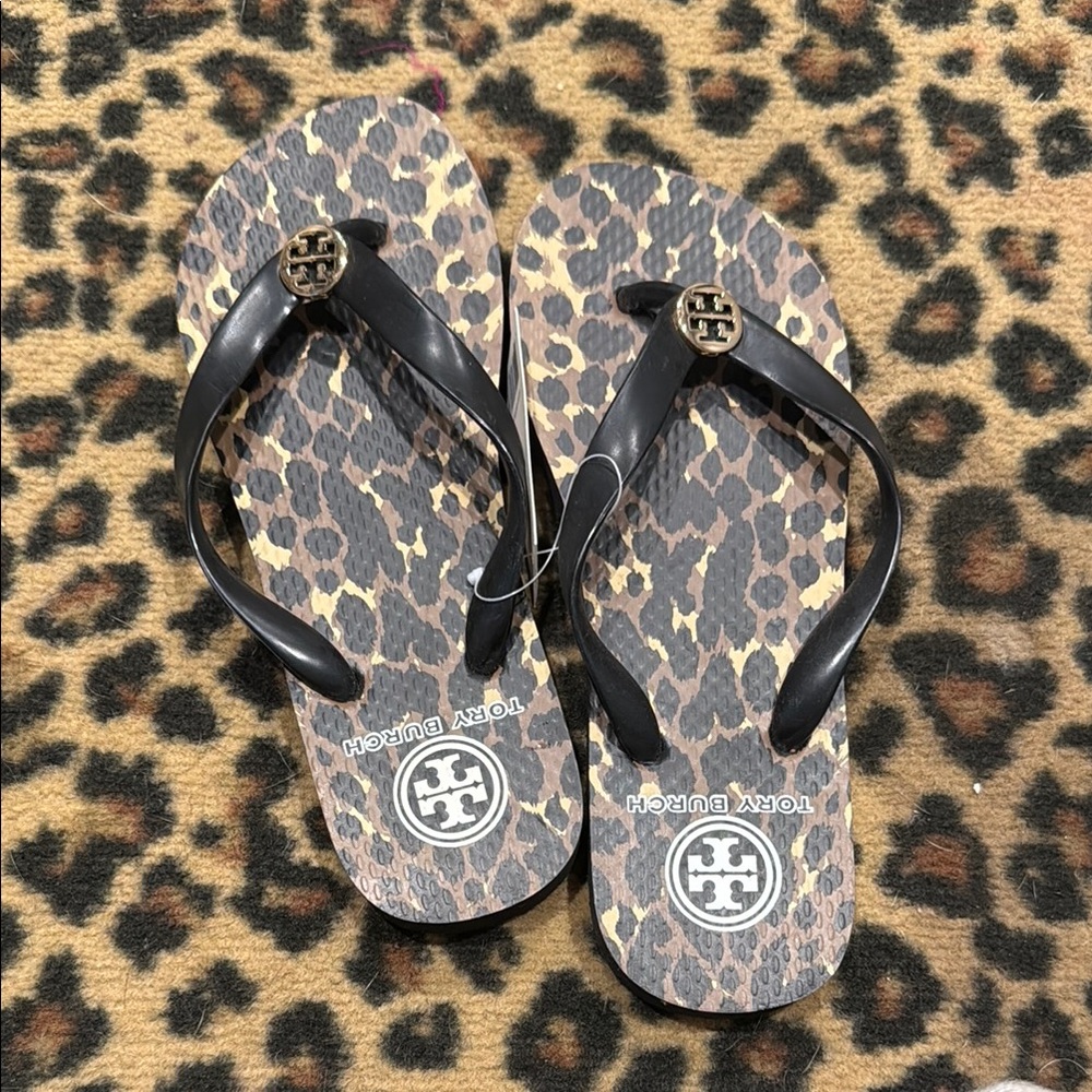 Tory Burch Leopard Print Flip Flops
